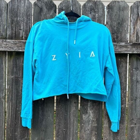 Zyia active cropped blue hoodie sweatshirt xs - Picture 2 of 4